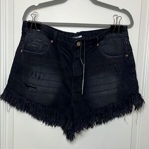 Fashion Nova Black Distressed Jean Shorts